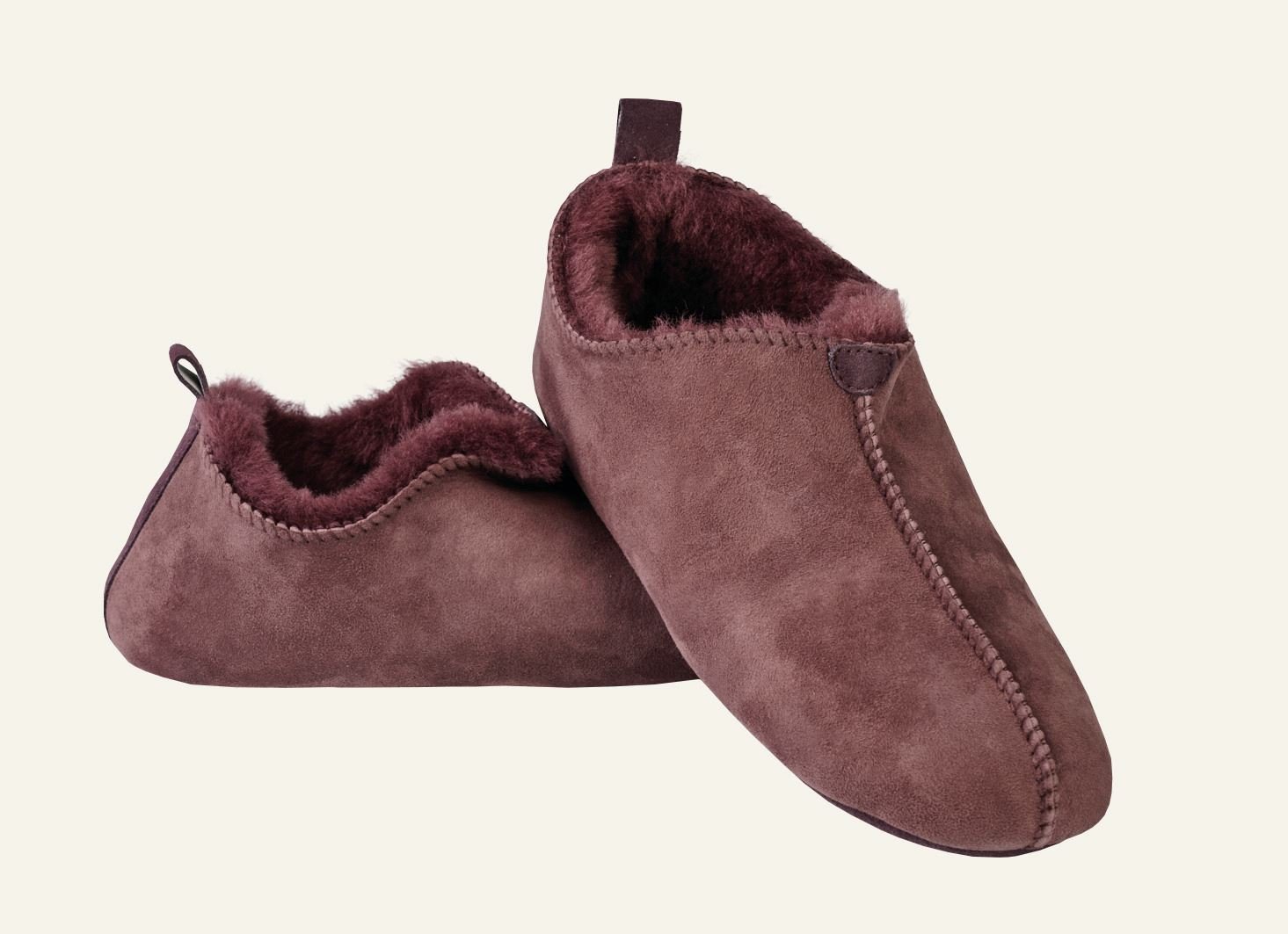 Fårskinnstofflor burgundy - 3