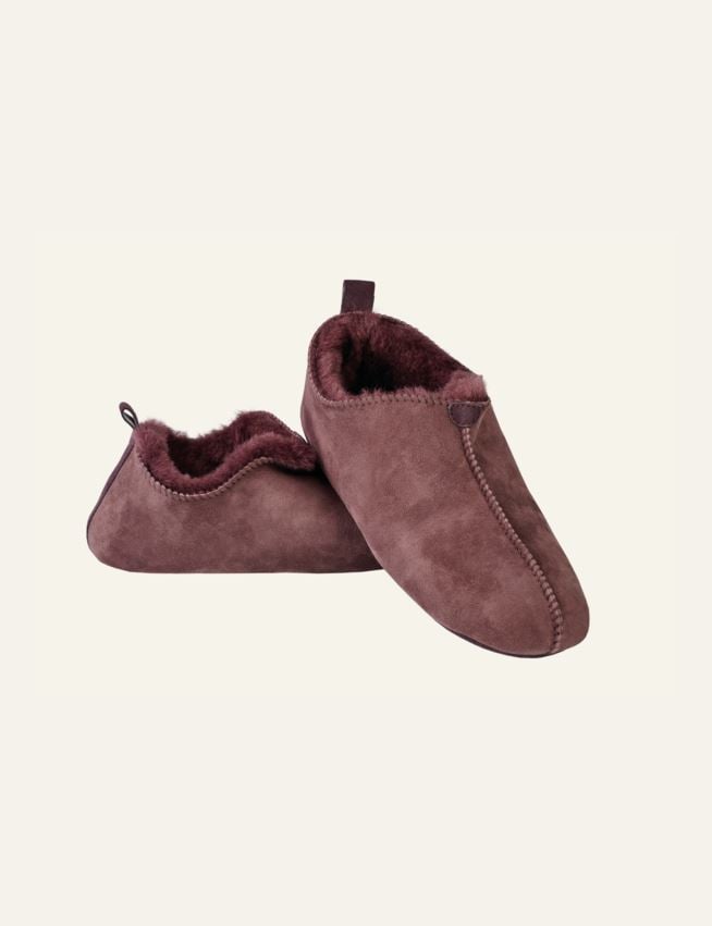 Fårskinnstofflor burgundy - 3