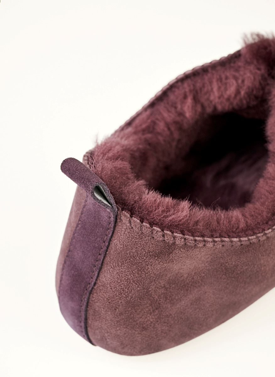 Fårskinnstofflor burgundy - 2