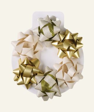Bowes on wreath presentdekoration guld