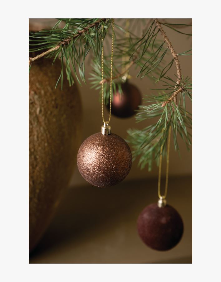 Noel 6pk julgranskulor brun - ø6 cm brun - 1