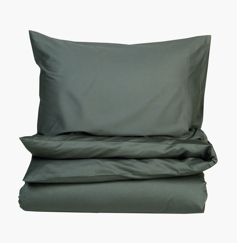 Påslakanset i satin olivgrön - 150x210+50x60 cm olivgrön - 1
