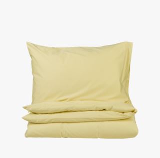 Eden stonewashed påslakanset i satin ljusgul