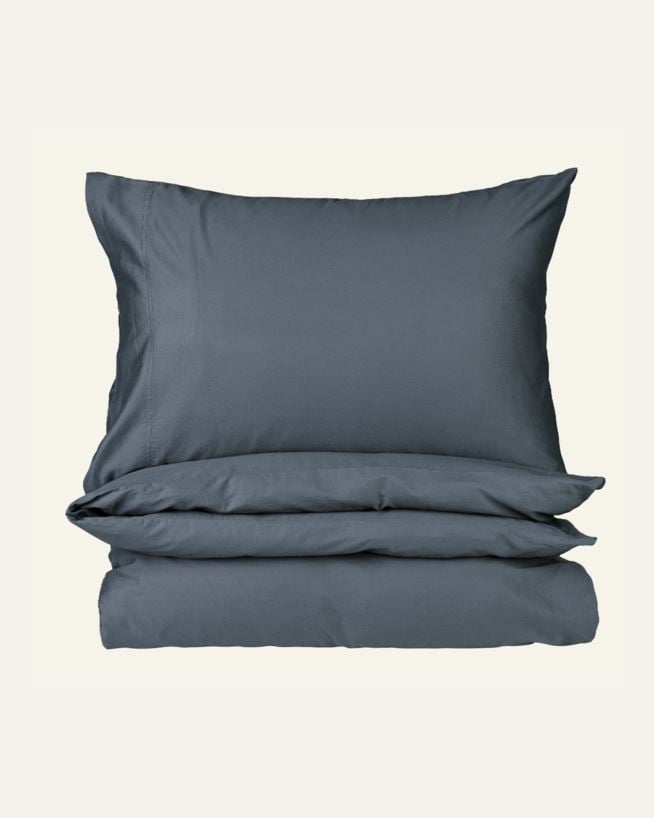 Påslakanset i satin dimblå - 150x210 cm dimblå - 1