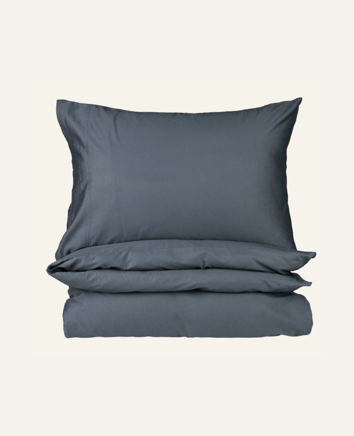 Påslakanset i satin dimblå - 150x210 cm dimblå - 1