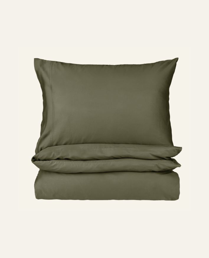 Påslakanset i satin mörkgrön - 150x210 cm mörkgrön - 1
