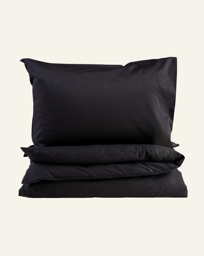 Påslakanset i satin svart - 150x210+50x60 cm svart - 1