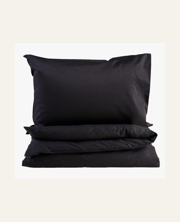 Påslakanset i satin svart - 150x210+50x60 cm svart - 1