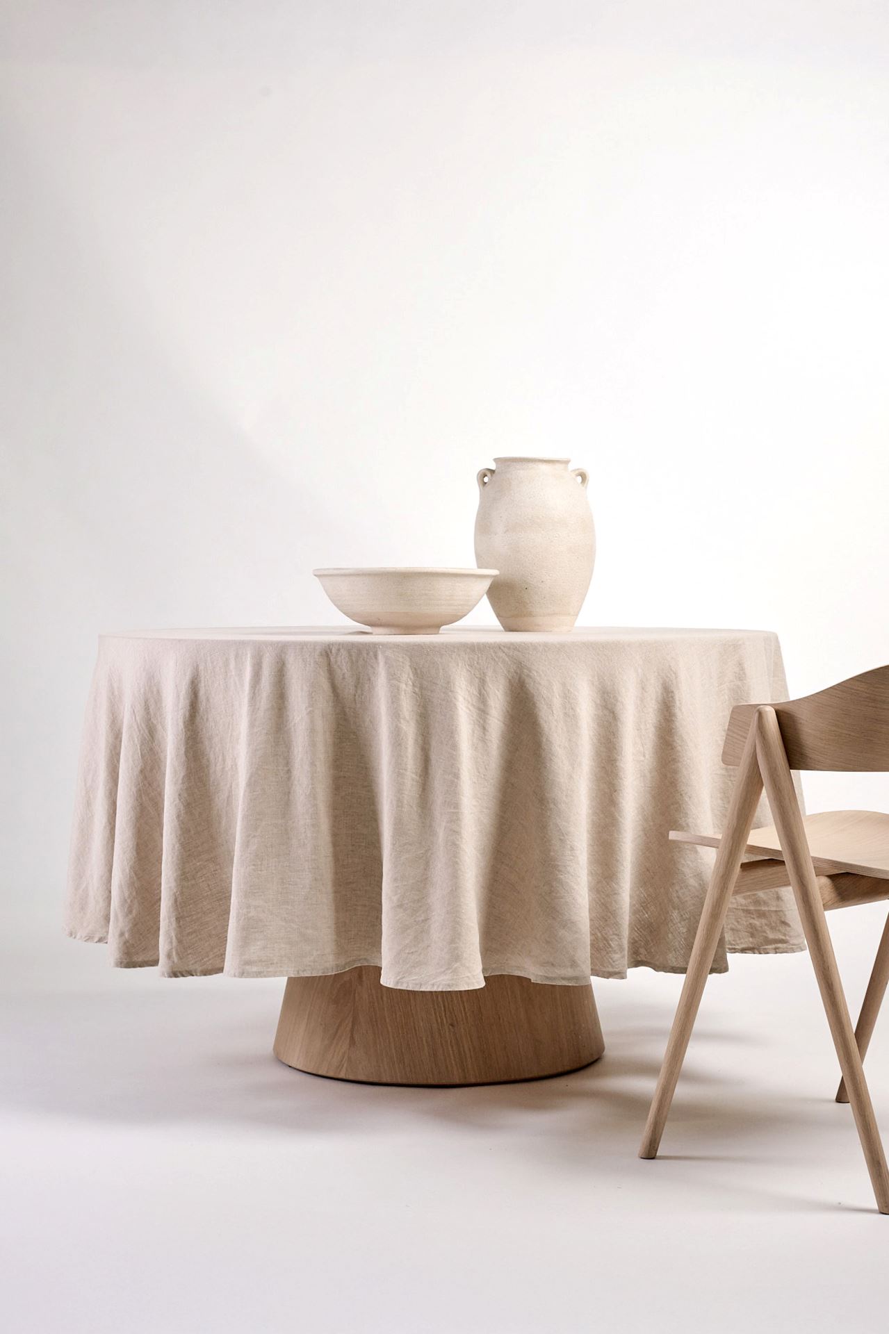Linneduk natur - ø180 cm natur - 1
