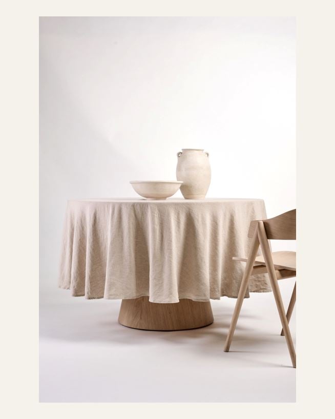 Linneduk natur - ø180 cm natur - 1