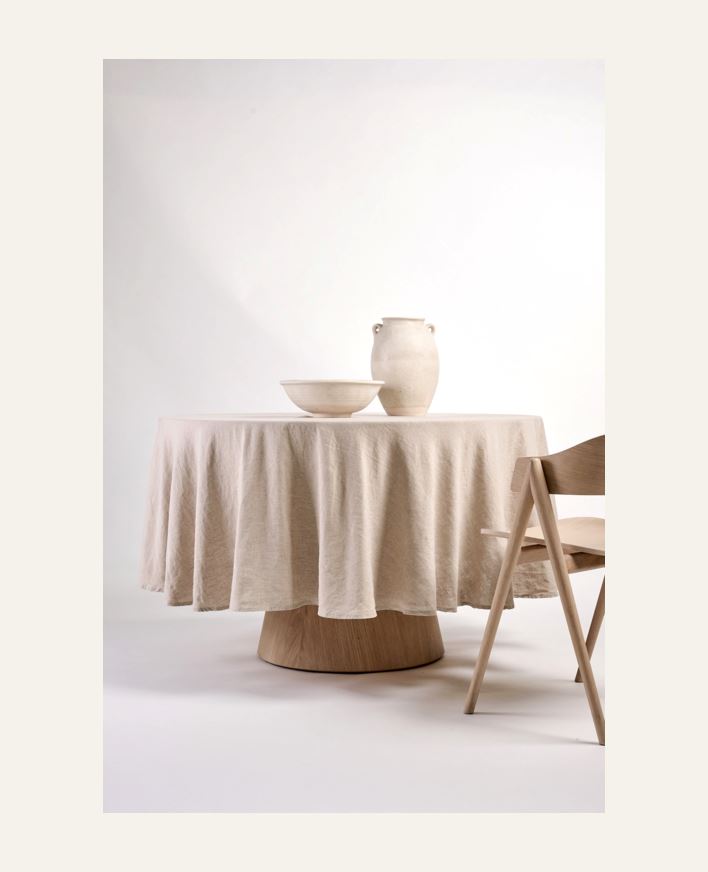 Linneduk natur - ø180 cm natur - 1