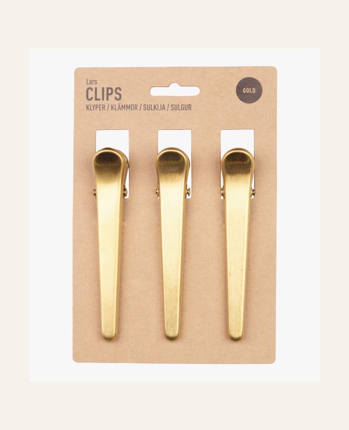 Lång klämma 3-pack guld - 11,5x2,3 cm guld - 1
