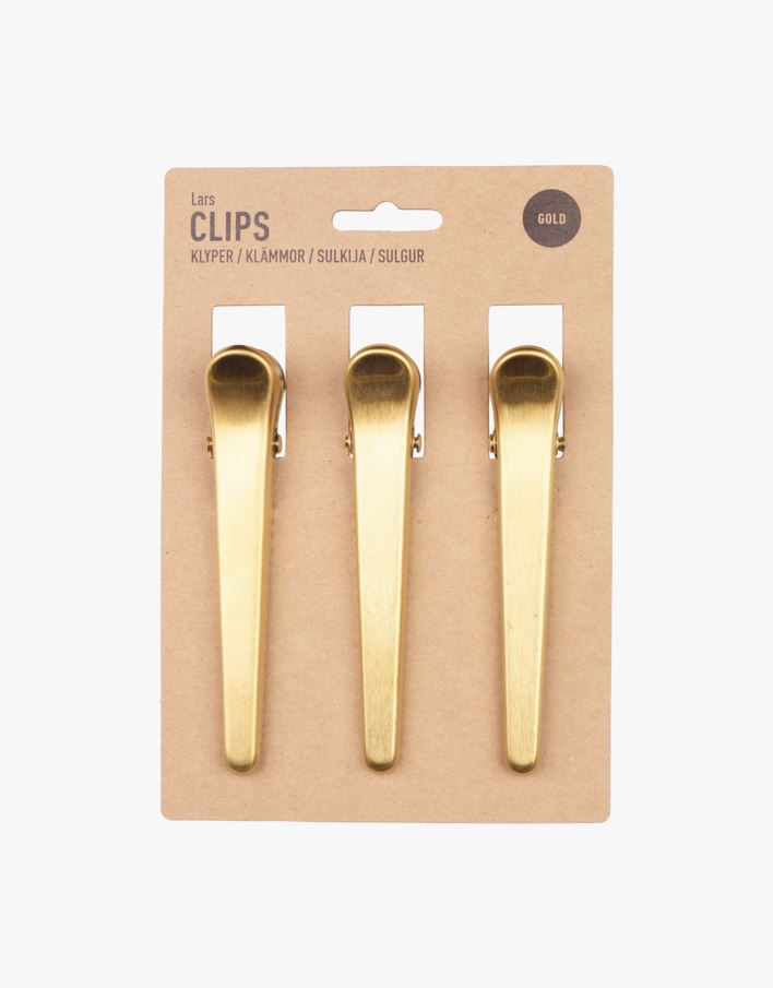 Lång klämma 3-pack guld - 11,5x2,3 cm guld - 1