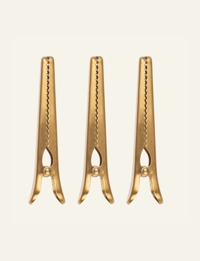 Lång klämma 3-pack guld - 2