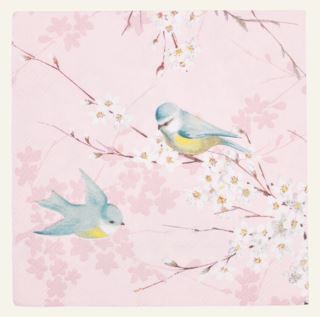 Pink birds pappersservetter puderrosa