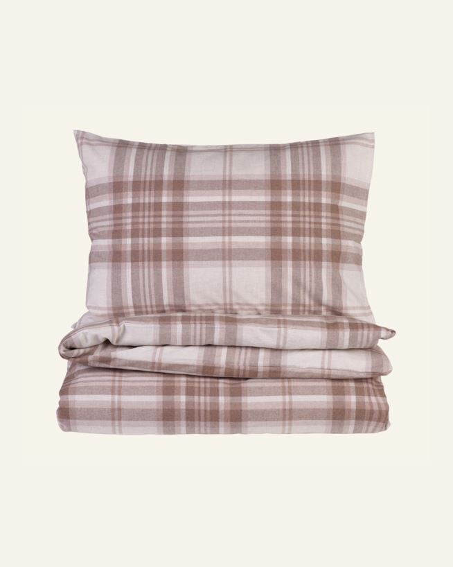 Påslakanset i garnfärgad flanell sand - 150x210 cm/50x60 cm sand - 1