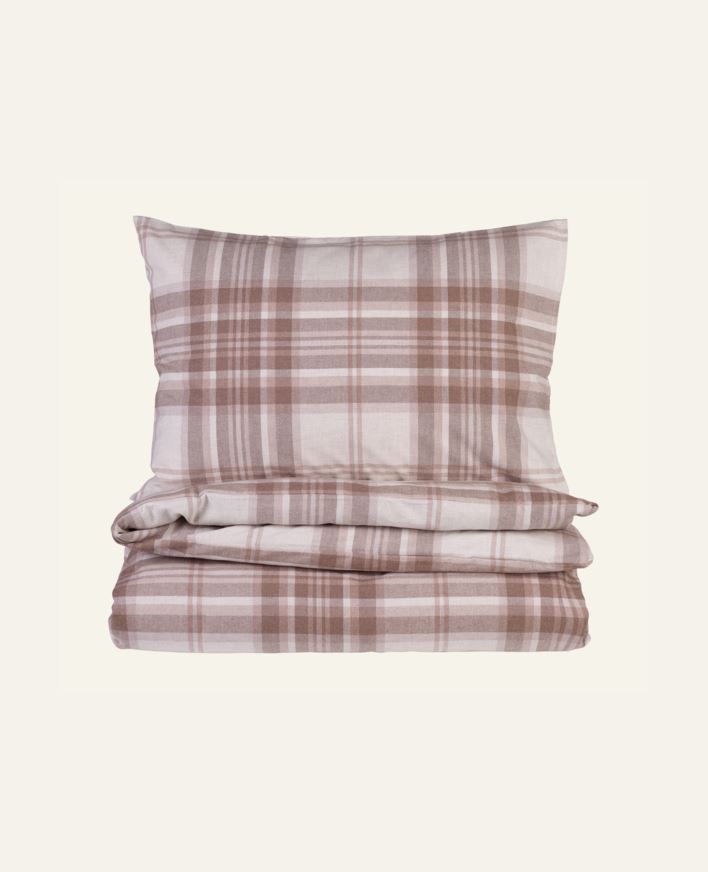 Påslakanset i garnfärgad flanell sand - 150x210 cm/50x60 cm sand - 1