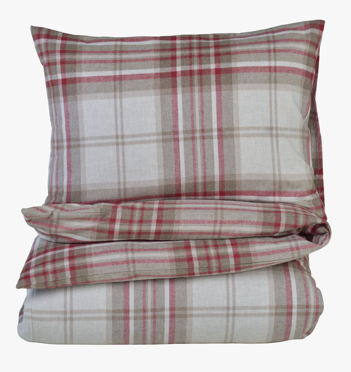 Påslakanset i garnfärgad flanell röd - 150x210 cm/50x60 cm röd - 1