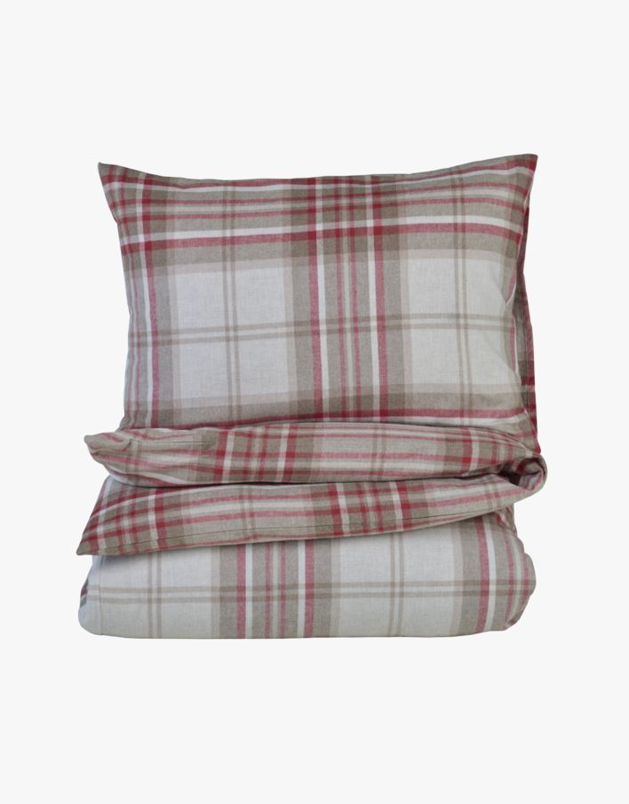 Påslakanset i garnfärgad flanell röd - 150x210 cm/50x60 cm röd - 1