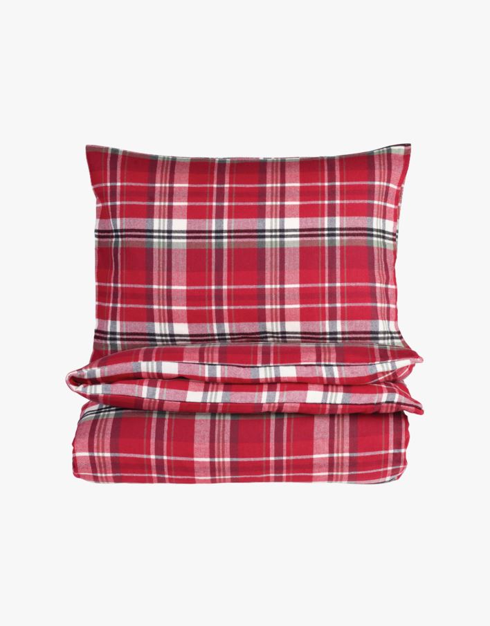 Påslakanset i garnfärgad flanell röd - 150x210+50x60 cm röd - 1
