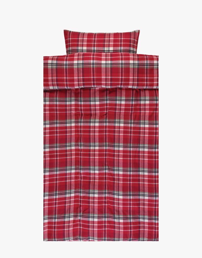 Påslakanset i garnfärgad flanell röd - 150x210 cm röd - 1