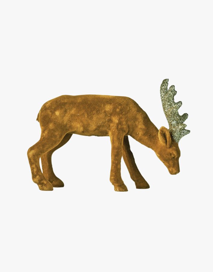 Velvet brown deer dekoration brun - 14x5x9,5 cm brun - 1