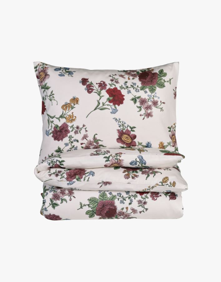 Fanny satin påslakanset i satin multi/röd - 150x210 cm multi/röd - 1