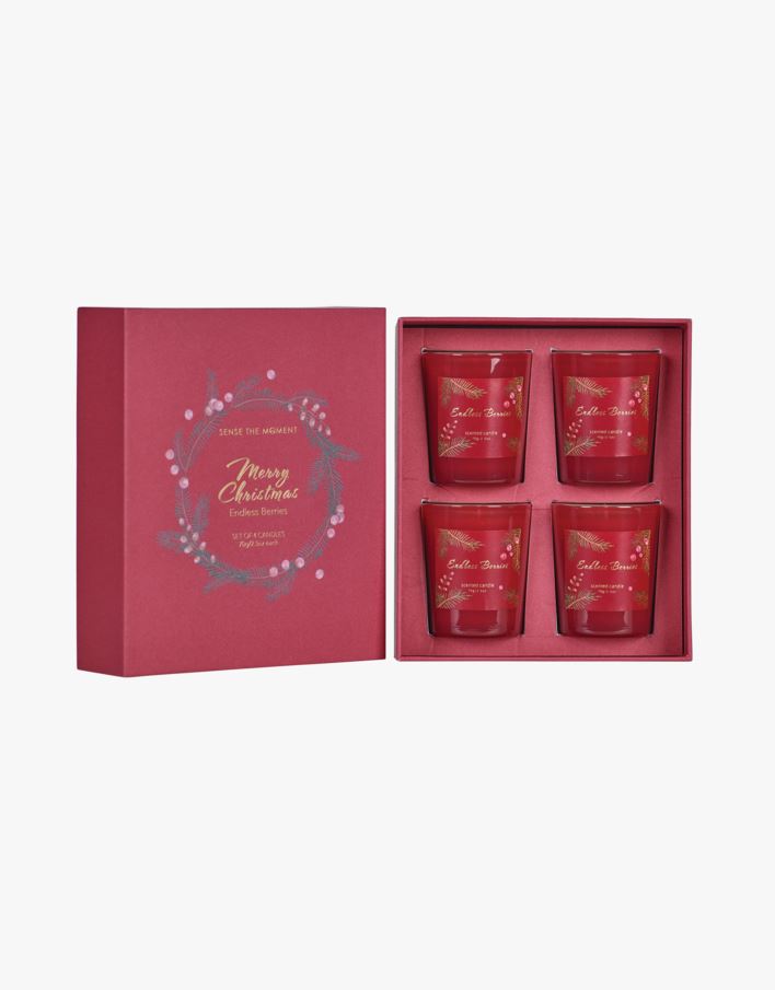 Sense Winter Wonderland 4pk doftljus röd - 70 g röd - 1