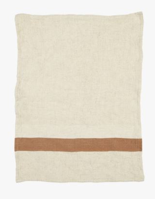 Small Waffel stripe handduk brun