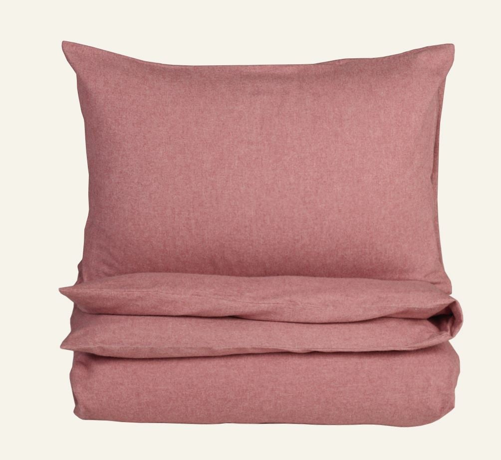 Påslakanset i garnfärgad flanell gammelrosa - 150x210 cm gammelrosa - 1