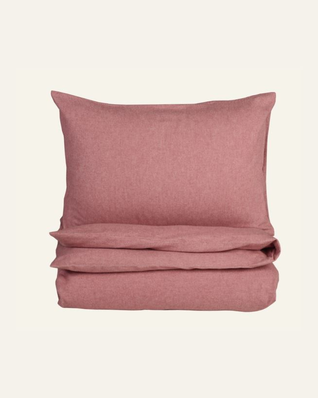 Påslakanset i garnfärgad flanell gammelrosa - 150x210 cm gammelrosa - 1