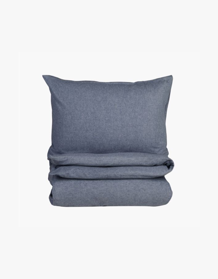 Påslakanset i garnfärgad flanell gråblå - 150x210+50x60 cm gråblå - 1