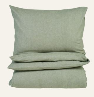 Verbier påslakanset i garnfärgad flanell olivgrön