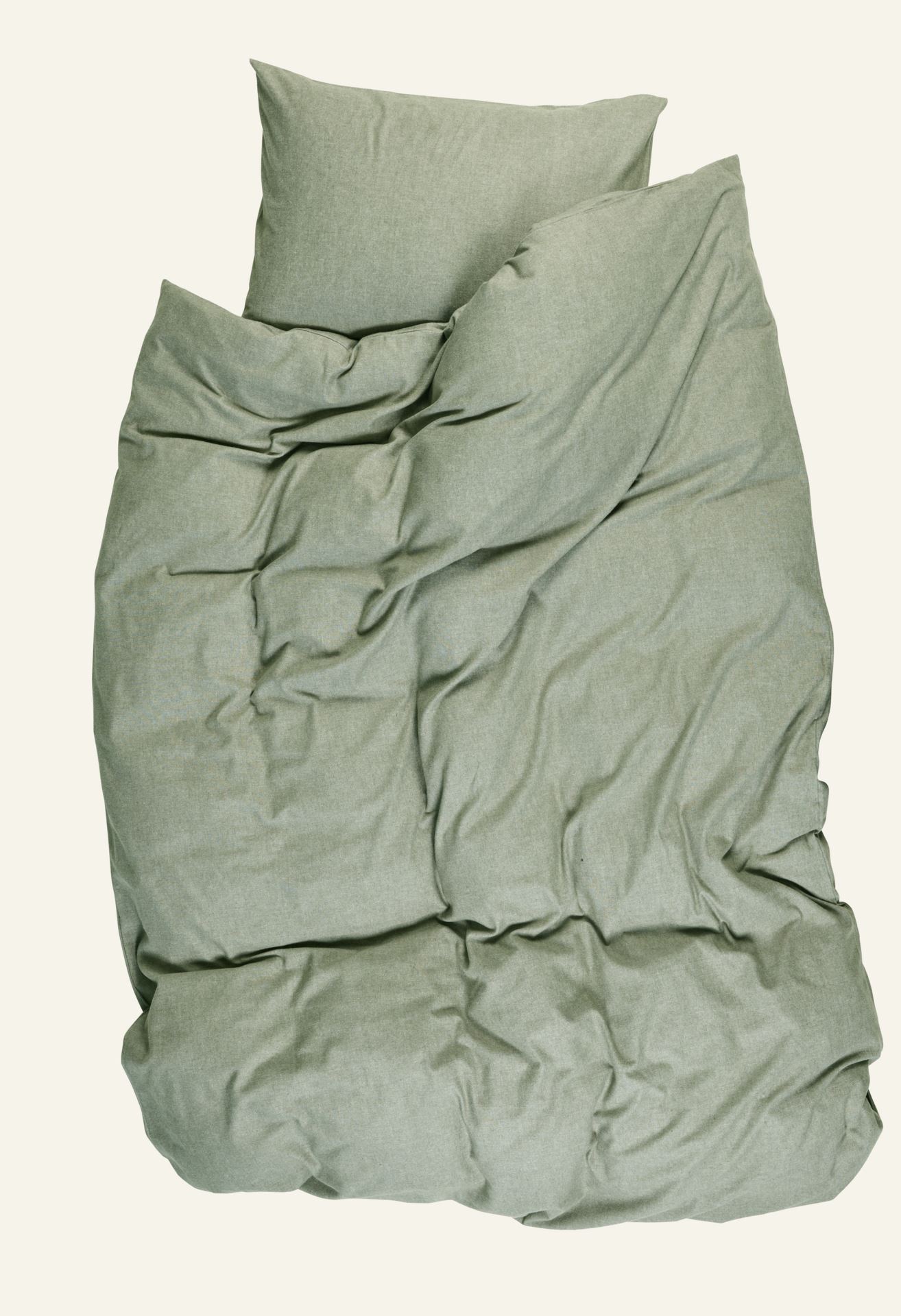 Påslakanset i garnfärgad flanell olivgrön - 4