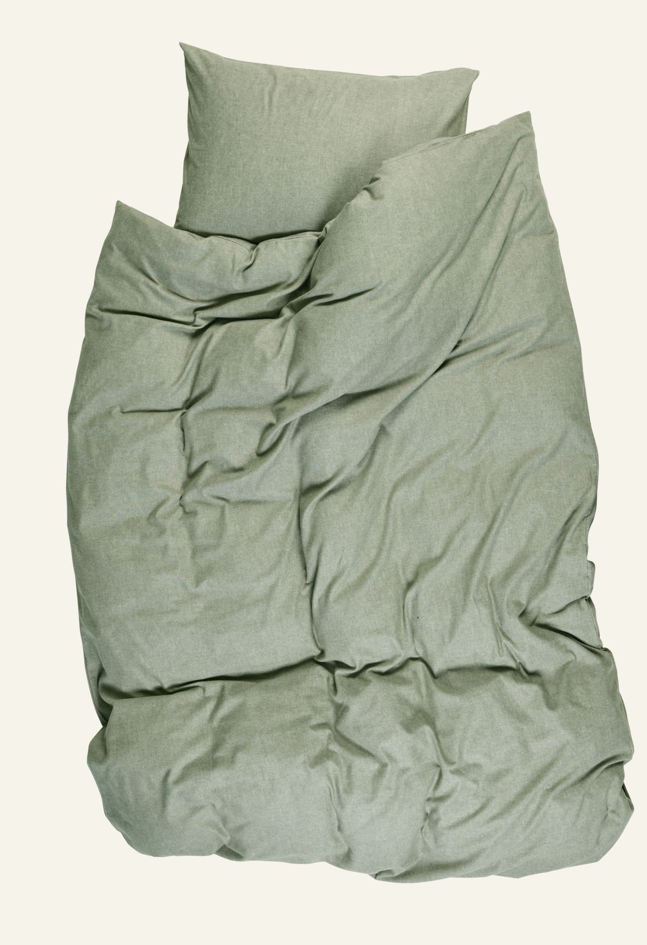 Påslakanset i garnfärgad flanell olivgrön - 4