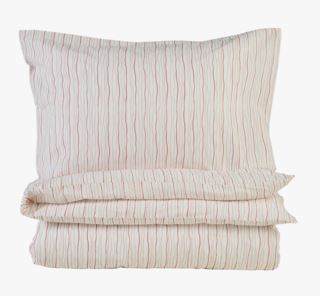 Together stripe påslakanset i bomull rosa