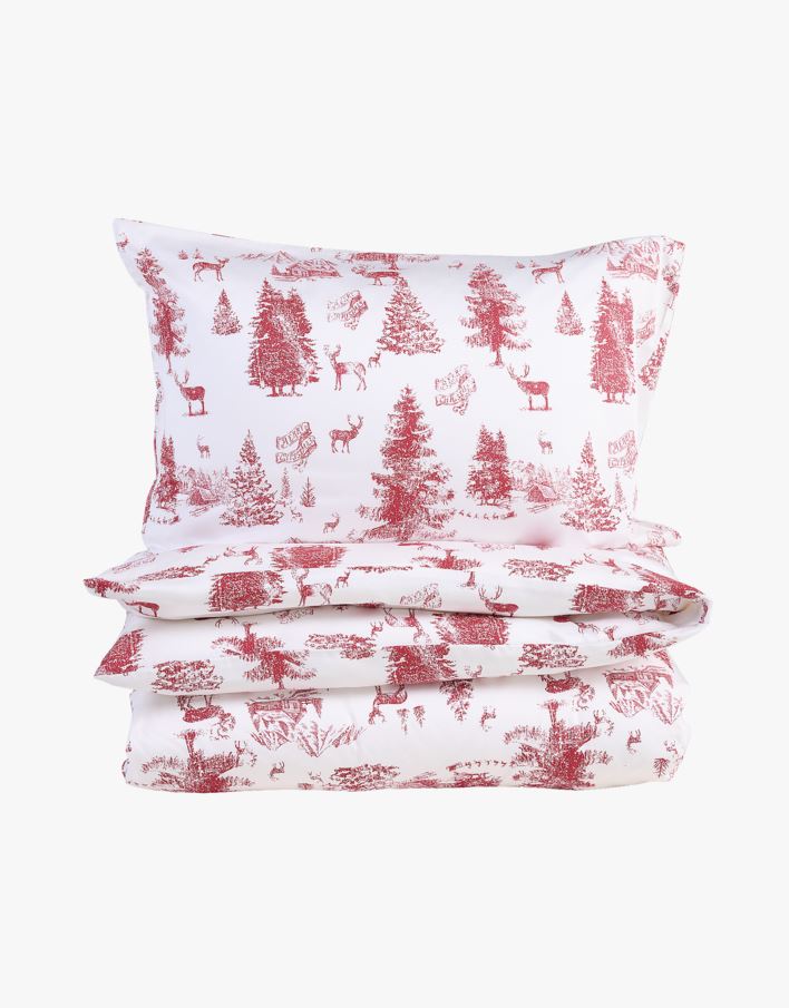 Påslakanset i satin röd - 150x210+50x60 cm röd - 1