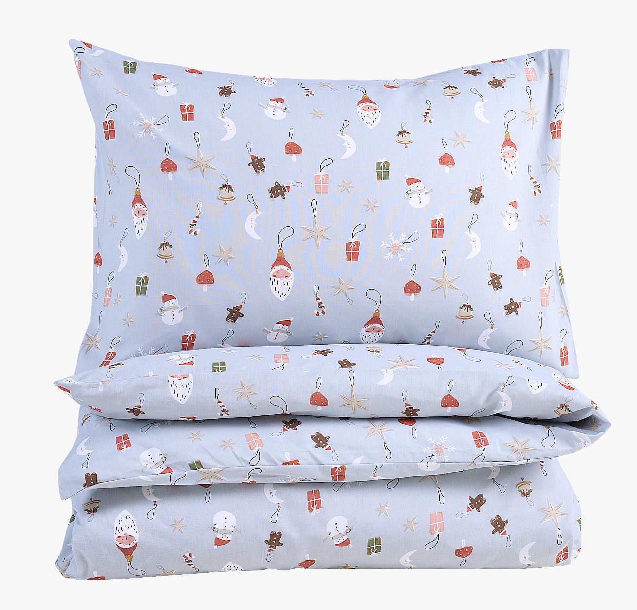 Påslakanset i bomull ljusblå - 150x210+50x60 cm ljusblå - 1