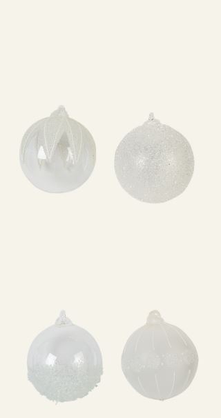 Winter 4pk julgranskulor vit