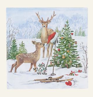 Reindeer pappersservetter vit