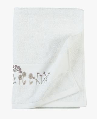 hemtex Flower Embroidery handduk  offwhite
