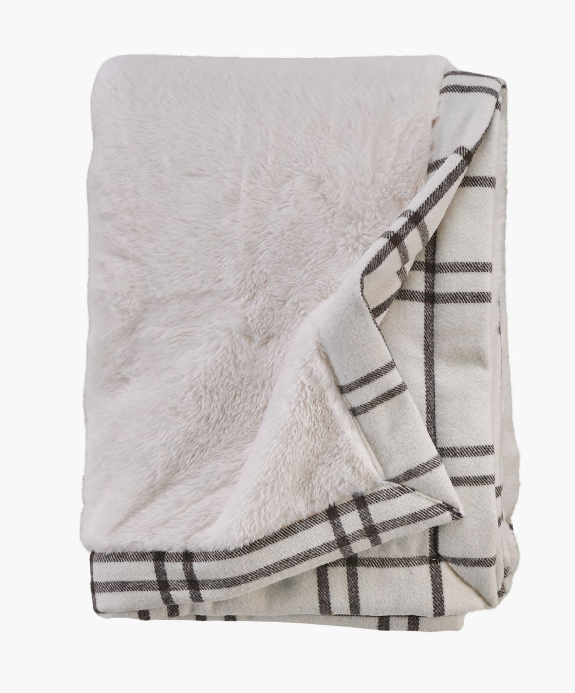 Pläd i pälsimitation offwhite - 130x170 cm offwhite - 1