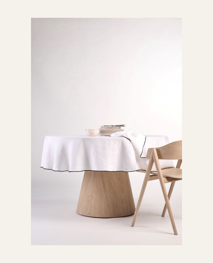 Rund linneduk vit - ø180 vit - 1