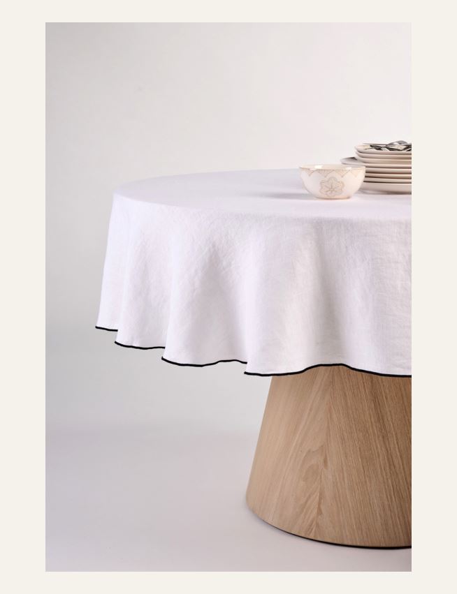 Rund linneduk vit - 4