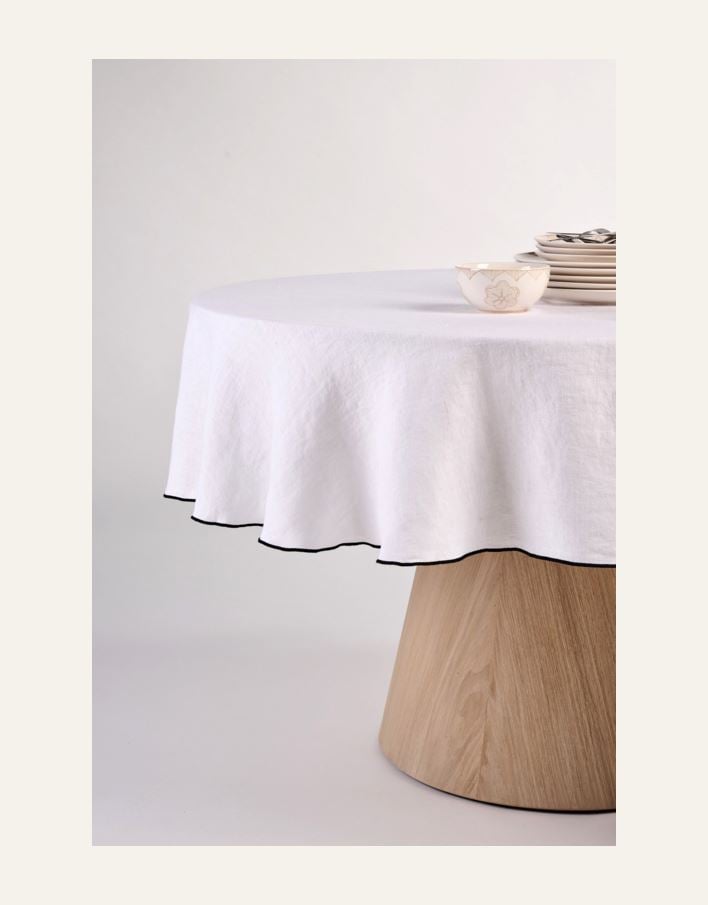 Rund linneduk vit - 4