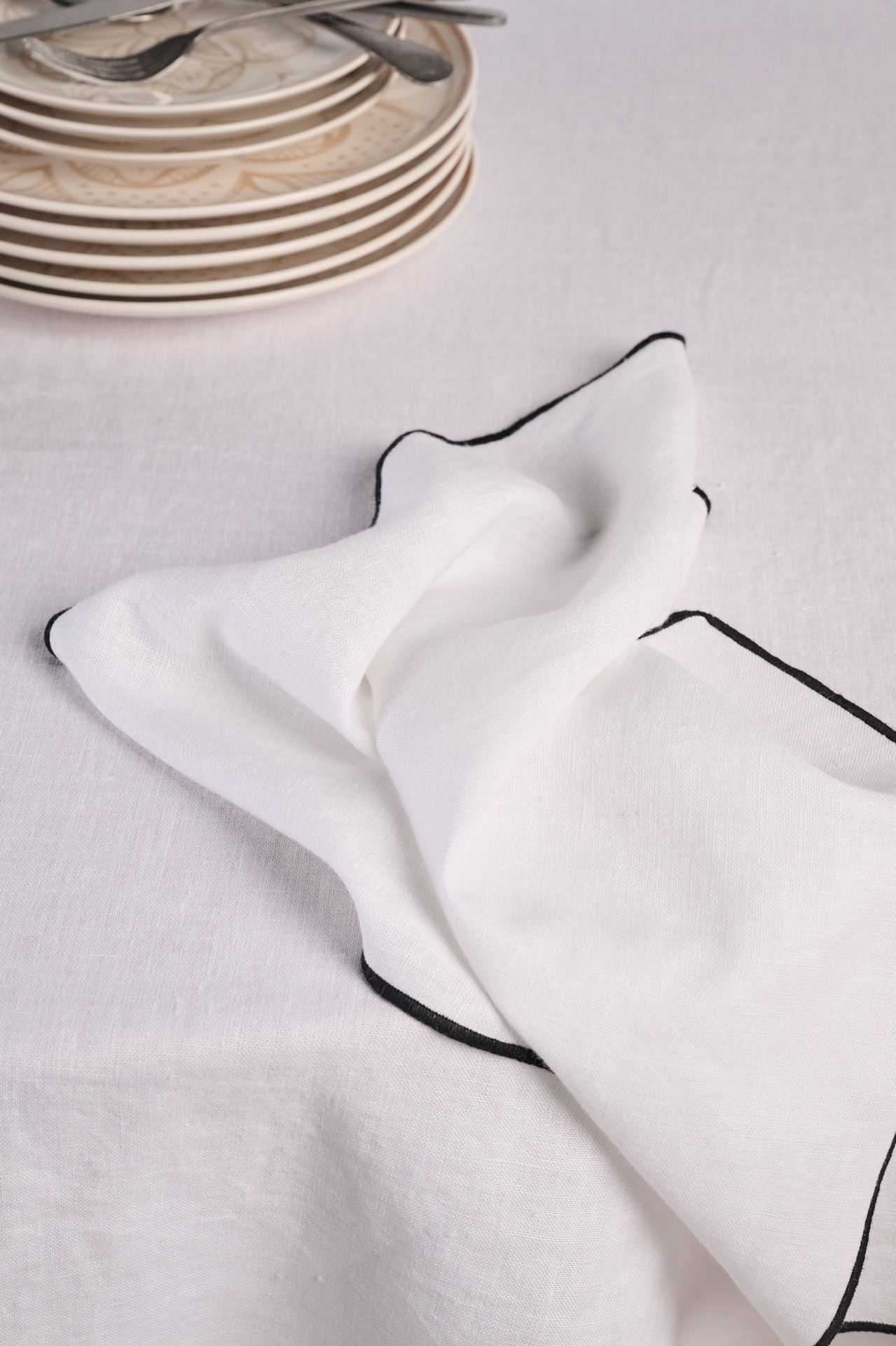 Rund linneduk vit - 5