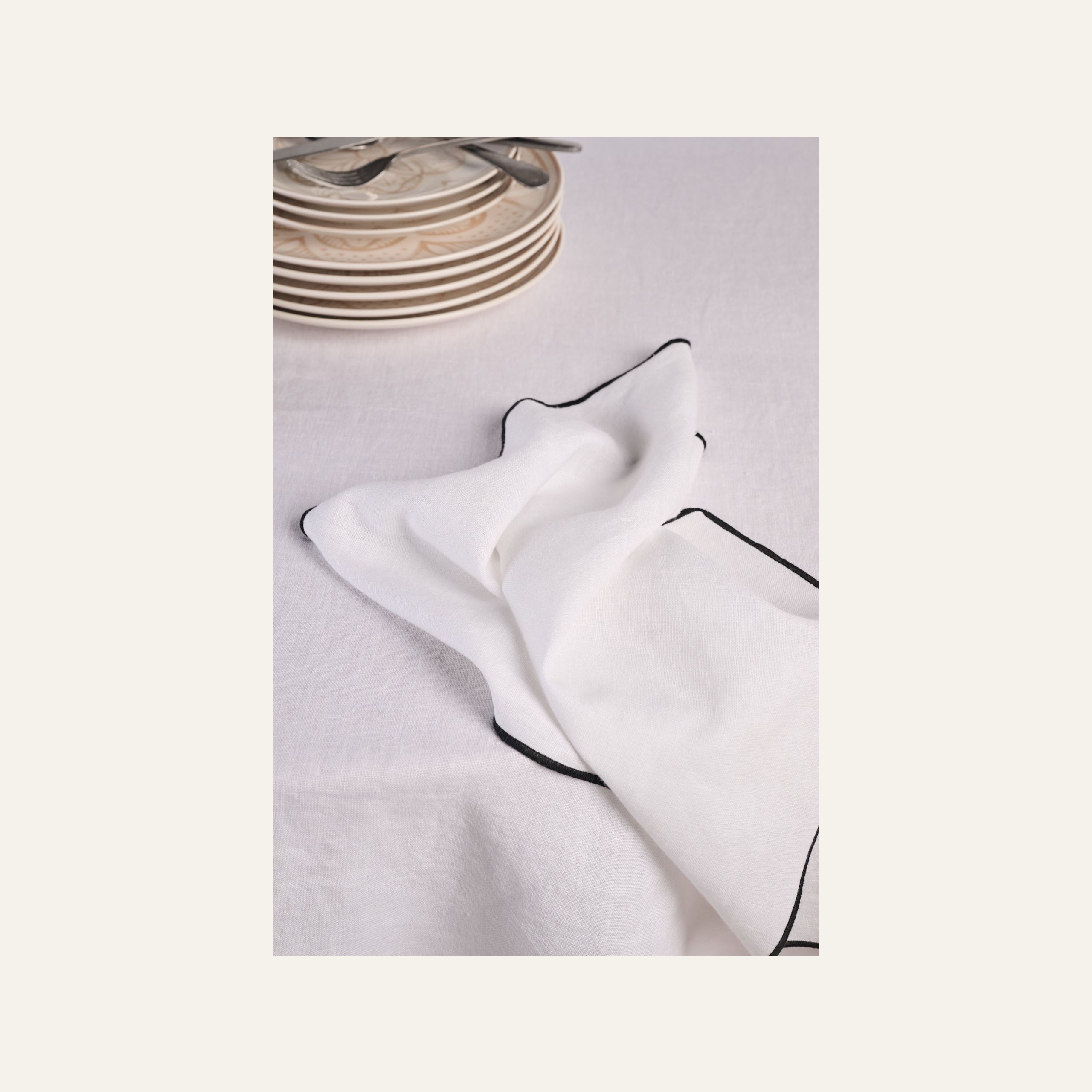 Rund linneduk vit - 5