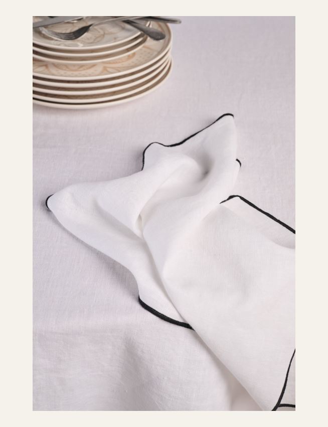 Rund linneduk vit - 5