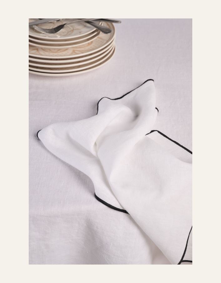 Rund linneduk vit - 5