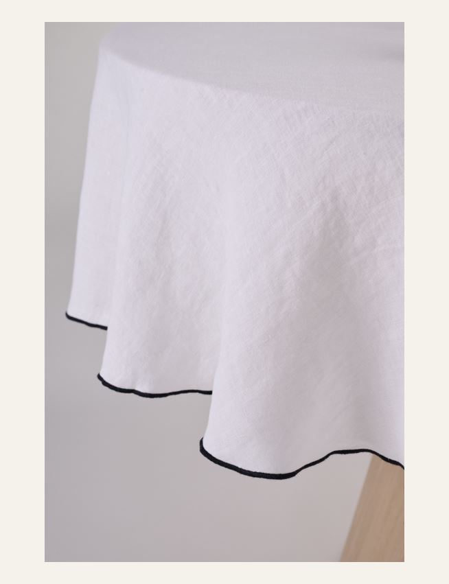 Rund linneduk vit - 3